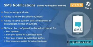 SMS Notifications - Follow My Blog Post add-on