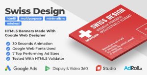 Swiss Design - Minimal Animated HTML5 Banner Ad Templates (GWD)