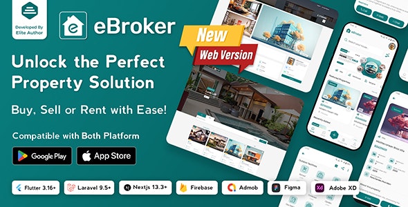 eBroker Real Estate Property Buy Rent Sell Flutter app